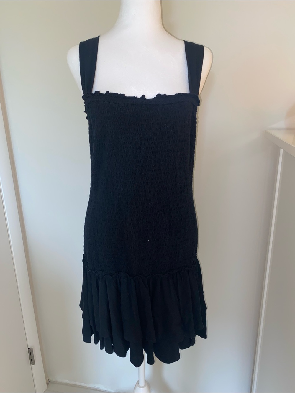 American Eagle Outfitters Black Smocked Mini Dress